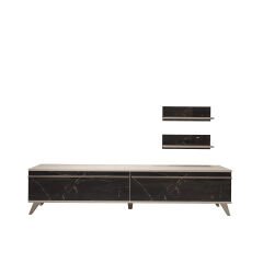 Decoraktiv Eko 4 Mdf Std Retro Tv Ünitesi Tv Sehpası Beyaz - Siyah Mermer