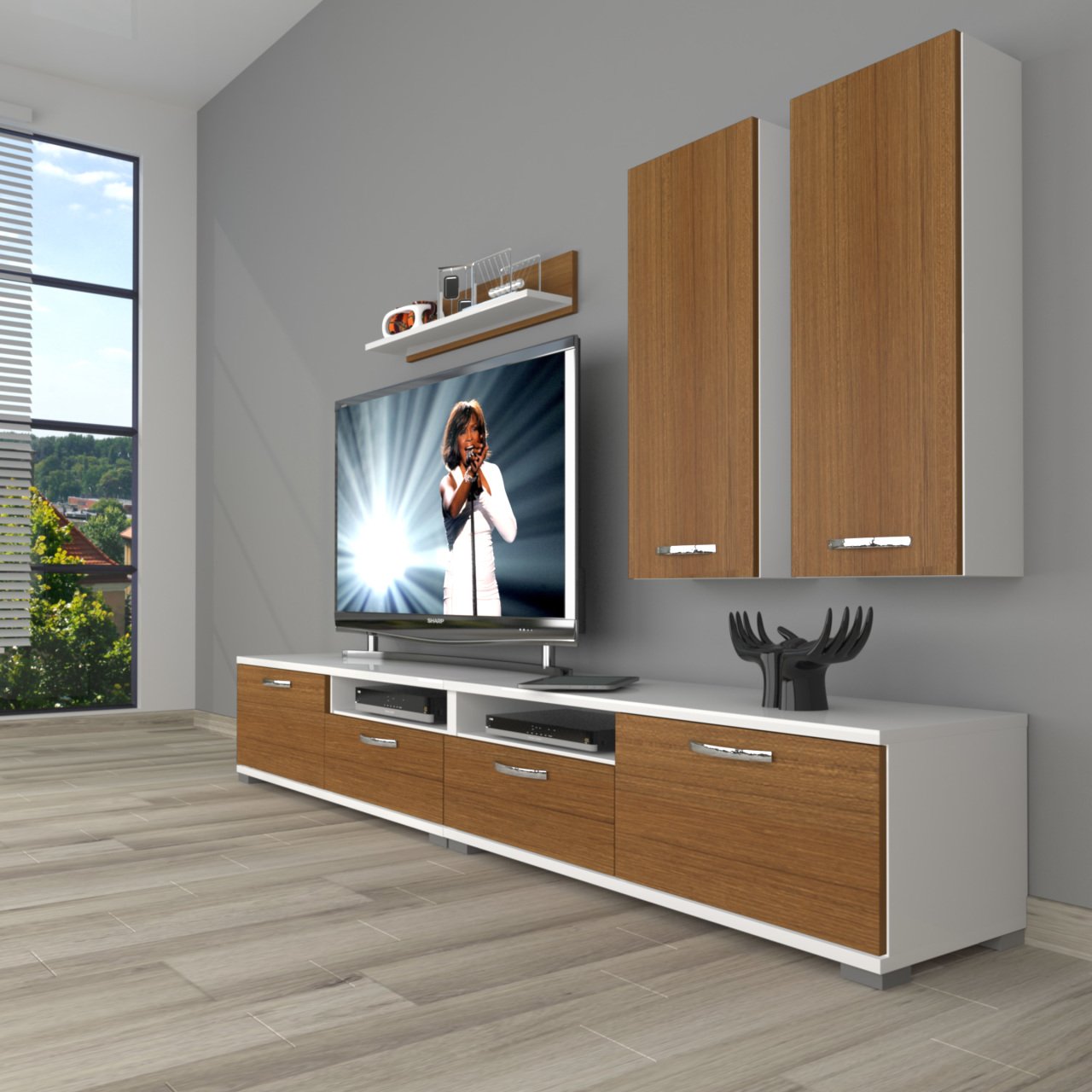 Decoraktiv Eko 5200D Mdf Tv Ünitesi Tv Sehpası Beyaz - Ceviz