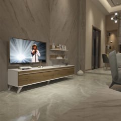 Decoraktiv Eko 4 Mdf Std Retro Tv Ünitesi Tv Sehpası Beyaz - Pera