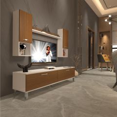 Decoraktiv Eko 5DA Slm Std Krom Ayaklı Tv Ünitesi Tv Sehpası Beyaz - Ceviz