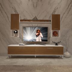 Decoraktiv Eko 5DA Slm Std Krom Ayaklı Tv Ünitesi Tv Sehpası Beyaz - Ceviz