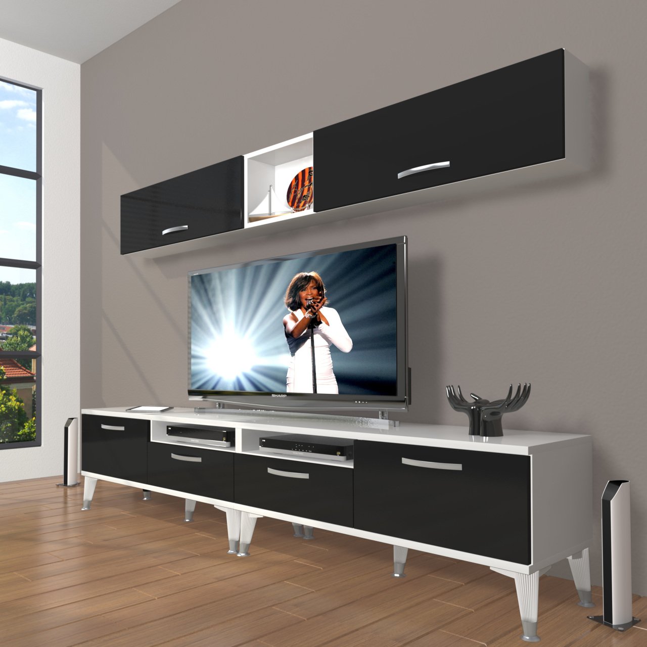 Decoraktiv Eko 5200 Slm Silver Tv Ünitesi Tv Sehpası Beyaz - Siyah