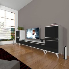 Decoraktiv Eko On2 Mdf Std Retro Tv Ünitesi Tv Sehpası Beyaz - Siyah