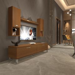 Decoraktiv Eko 5DA Slm Std Krom Ayaklı Tv Ünitesi Tv Sehpası Ceviz