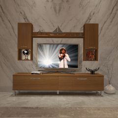 Decoraktiv Eko 5DA Slm Std Krom Ayaklı Tv Ünitesi Tv Sehpası Ceviz