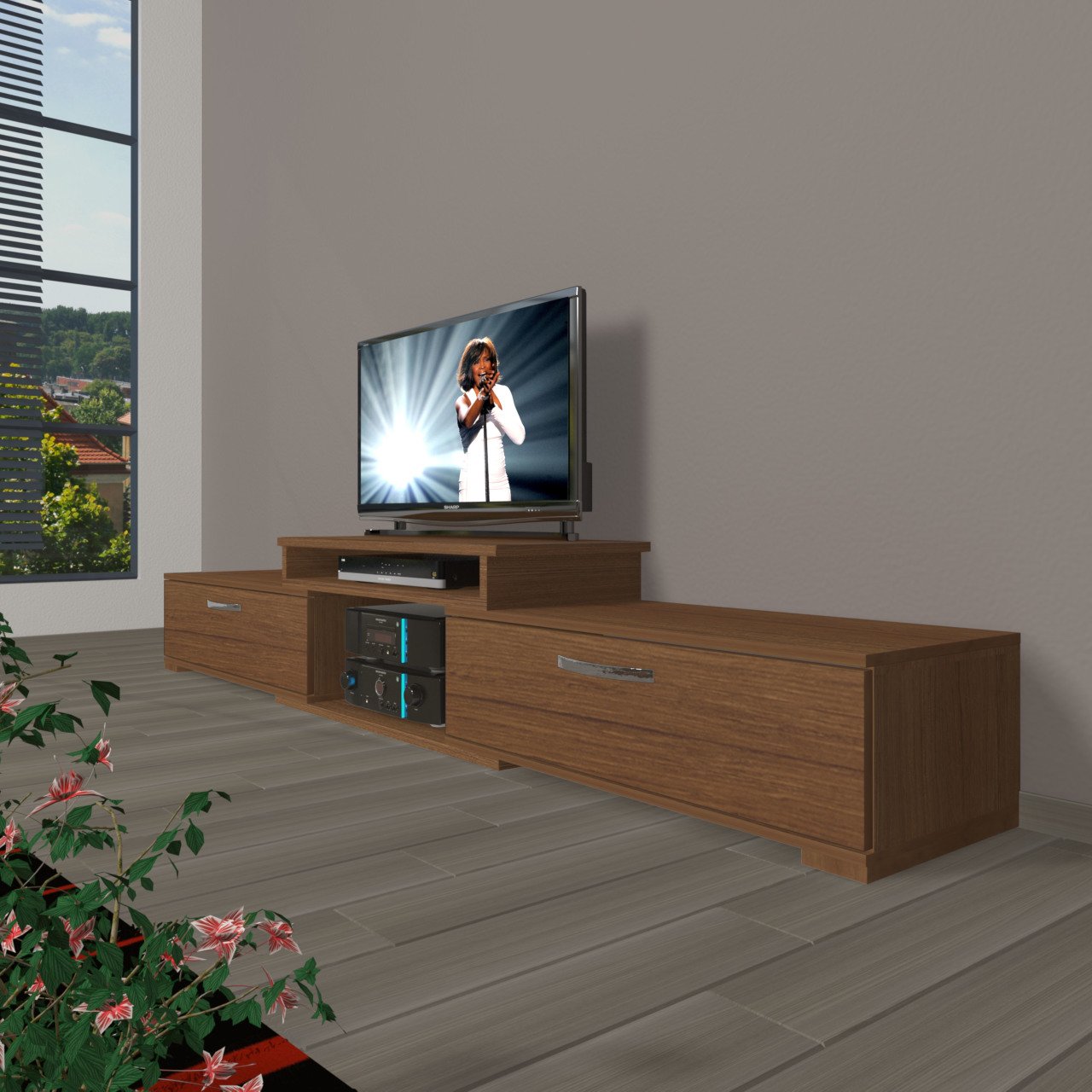 Decoraktiv Flex 4 Slm Tv Ünitesi Tv Sehpası Ceviz