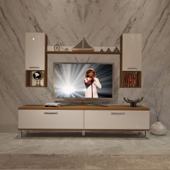 Decoraktiv Eko 5DA Slm Std Krom Ayaklı Tv Ünitesi Tv Sehpası Ceviz - Beyaz