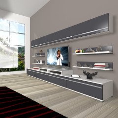 Decoraktiv Ekoflex 360Y Mdf Tv Ünitesi Tv Sehpası Beyaz - Antrasit