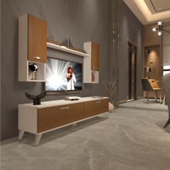Decoraktiv Eko 5DA Slm Std Retro Tv Ünitesi Tv Sehpası Beyaz - Ceviz