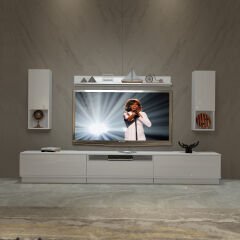 Decoraktiv Trendstyle 270DAS Mdf Tv Ünitesi Tv Sehpası Parlak Beyaz