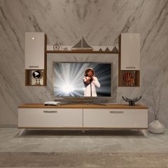 Decoraktiv Eko 5DA Slm Std Retro Tv Ünitesi Tv Sehpası Ceviz - Beyaz