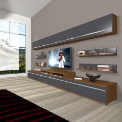 Decoraktiv Ekoflex 360Y Mdf Tv Ünitesi Tv Sehpası Ceviz - Antrasit