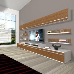 Decoraktiv Ekoflex 360Y Mdf Tv Ünitesi Tv Sehpası Beyaz - Ceviz