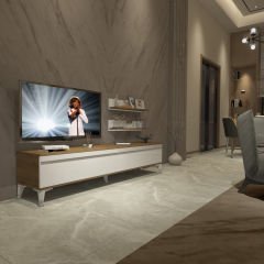 Decoraktiv Eko 4 Mdf Std Silver Tv Ünitesi Tv Sehpası Pera - Beyaz