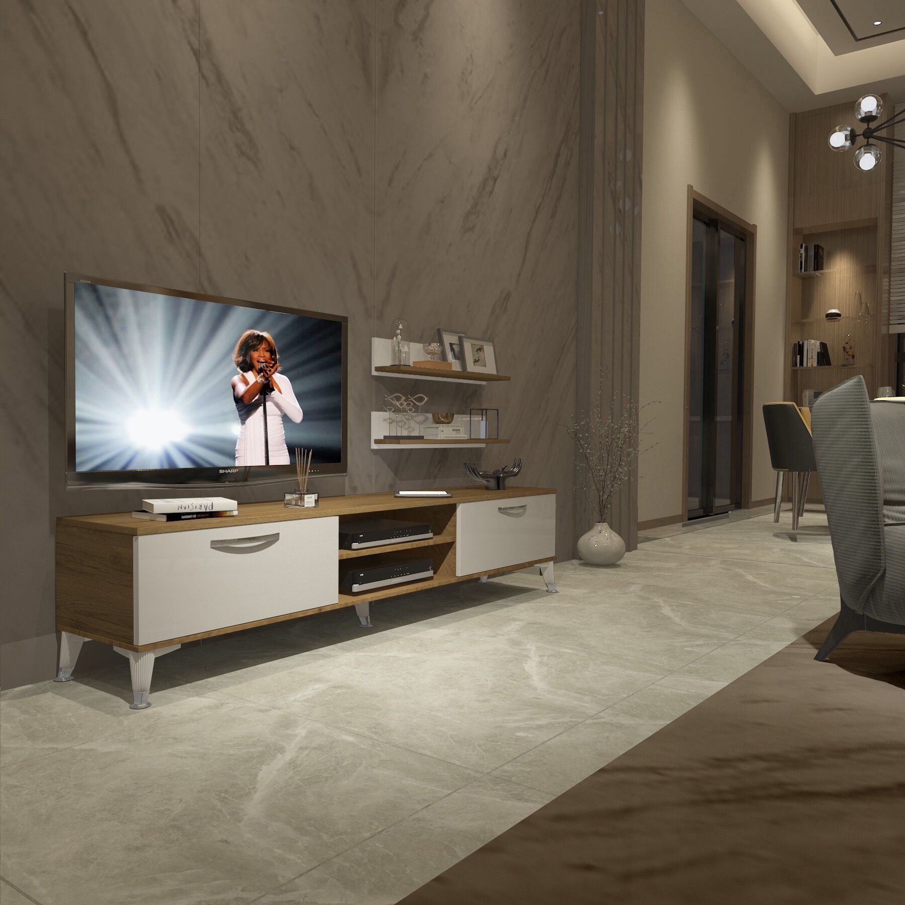 Decoraktiv Eko 4 Mdf Dvd Silver Tv Ünitesi Tv Sehpası Pera - Beyaz