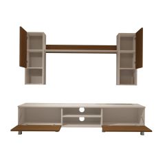 Decoraktiv Eko 5DA Slm Dvd Krom Ayaklı Tv Ünitesi Tv Sehpası Beyaz - Ceviz