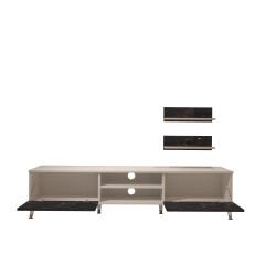 Decoraktiv Eko 4 Mdf Dvd Silver Tv Ünitesi Tv Sehpası Beyaz - Siyah Mermer