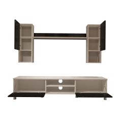 Decoraktiv Eko 5DA Slm Dvd Krom Ayaklı Tv Ünitesi Tv Sehpası Beyaz - Siyah