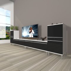 Decoraktiv Eko 9200T Mdf Krom Ayaklı Tv Ünitesi Tv Sehpası Beyaz - Siyah