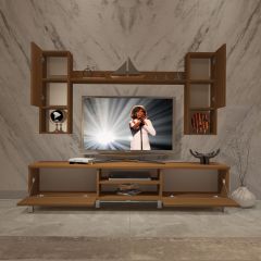 Decoraktiv Eko 5DA Slm Dvd Krom Ayaklı Tv Ünitesi Tv Sehpası Ceviz