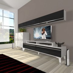 Decoraktiv Ekoflex 8 Mdf Silver Tv Ünitesi Tv Sehpası Beyaz - Siyah
