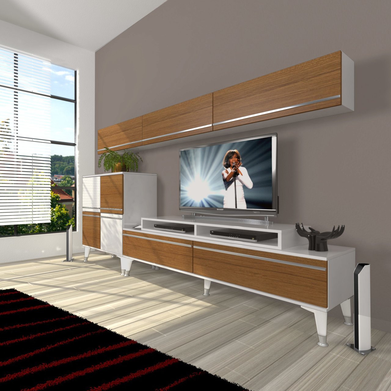 Decoraktiv Ekoflex 8 Mdf Silver Tv Ünitesi Tv Sehpası Beyaz - Ceviz