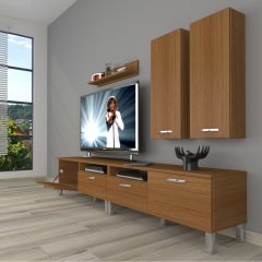Decoraktiv Eko 5200D Mdf Krom Ayaklı Tv Ünitesi Tv Sehpası Ceviz