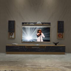 Decoraktiv Trendstyle 270DAS Mdf Tv Ünitesi Tv Sehpası Pera - Siyah Mermer