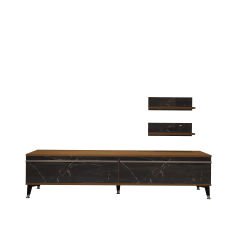 Decoraktiv Eko 4 Mdf Std Silver Tv Ünitesi Tv Sehpası Ceviz - Siyah Mermer
