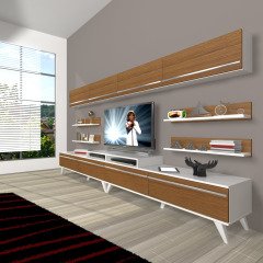 Decoraktiv Ekoflex 360Y Mdf Retro Tv Ünitesi Tv Sehpası Beyaz - Ceviz