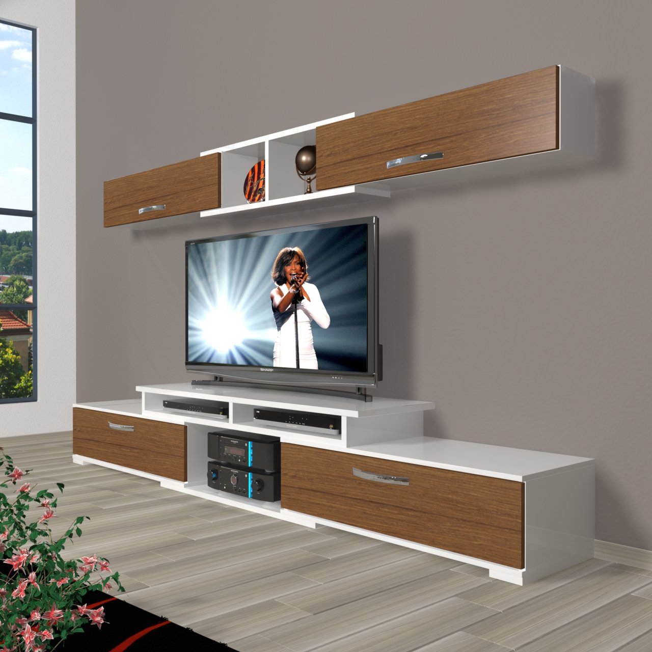 Decoraktiv Flex 5130 Slm Tv Ünitesi Tv Sehpası Beyaz - Ceviz
