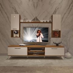 Decoraktiv Eko 5DA Slm Dvd Retro Tv Ünitesi Tv Sehpası Ceviz - Beyaz