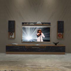 Decoraktiv Trendstyle 270DAS Mdf Tv Ünitesi Tv Sehpası Ceviz - Siyah Mermer