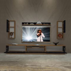 Decoraktiv Trendstyle 270DAS Mdf Tv Ünitesi Tv Sehpası Ceviz - Siyah Mermer