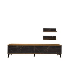 Decoraktiv Eko 4 Mdf Std Gold Tv Ünitesi Tv Sehpası Pera - Siyah Mermer
