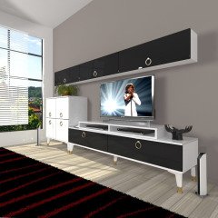 Decoraktiv Ekoflex 8 Mdf Gold Tv Ünitesi Tv Sehpası Beyaz - Siyah