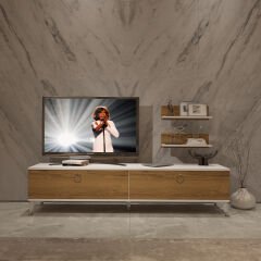 Decoraktiv Eko 4 Mdf Std Gold Tv Ünitesi Tv Sehpası Beyaz - Pera