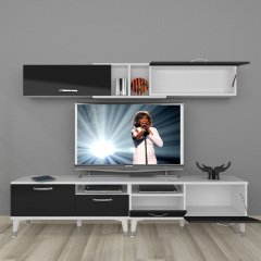 Decoraktiv Eko 5220 Mdf Silver Tv Ünitesi Tv Sehpası Beyaz - Siyah