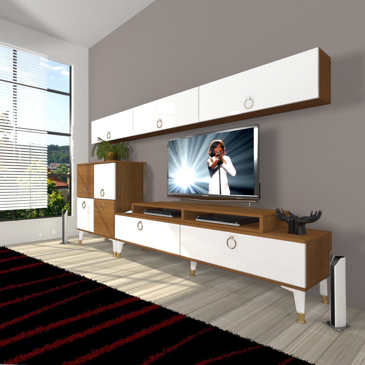 Decoraktiv Ekoflex 8 Mdf Gold Tv Ünitesi Tv Sehpası Ceviz - Beyaz