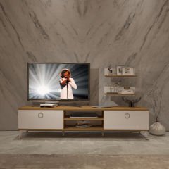 Decoraktiv Eko 4 Mdf Dvd Gold Tv Ünitesi Tv Sehpası Pera - Beyaz