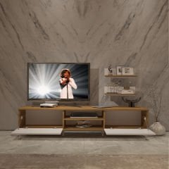 Decoraktiv Eko 4 Mdf Dvd Gold Tv Ünitesi Tv Sehpası Pera - Beyaz