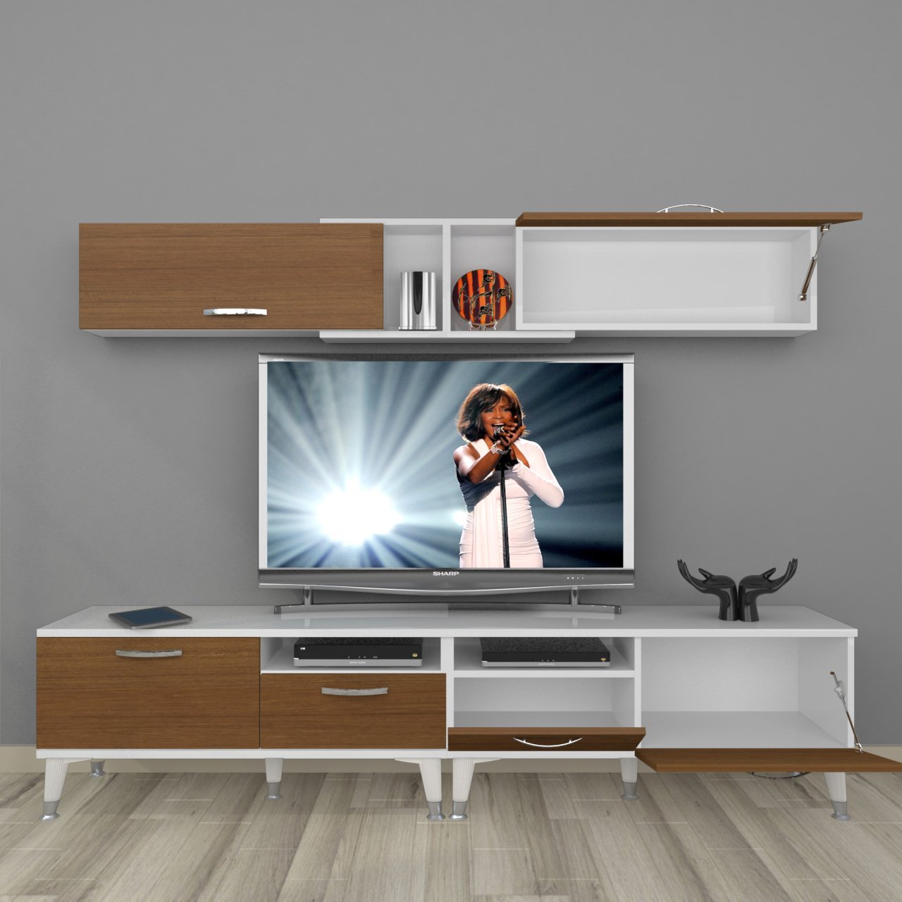 Decoraktiv Eko 5220 Mdf Silver Tv Ünitesi Tv Sehpası Beyaz - Ceviz