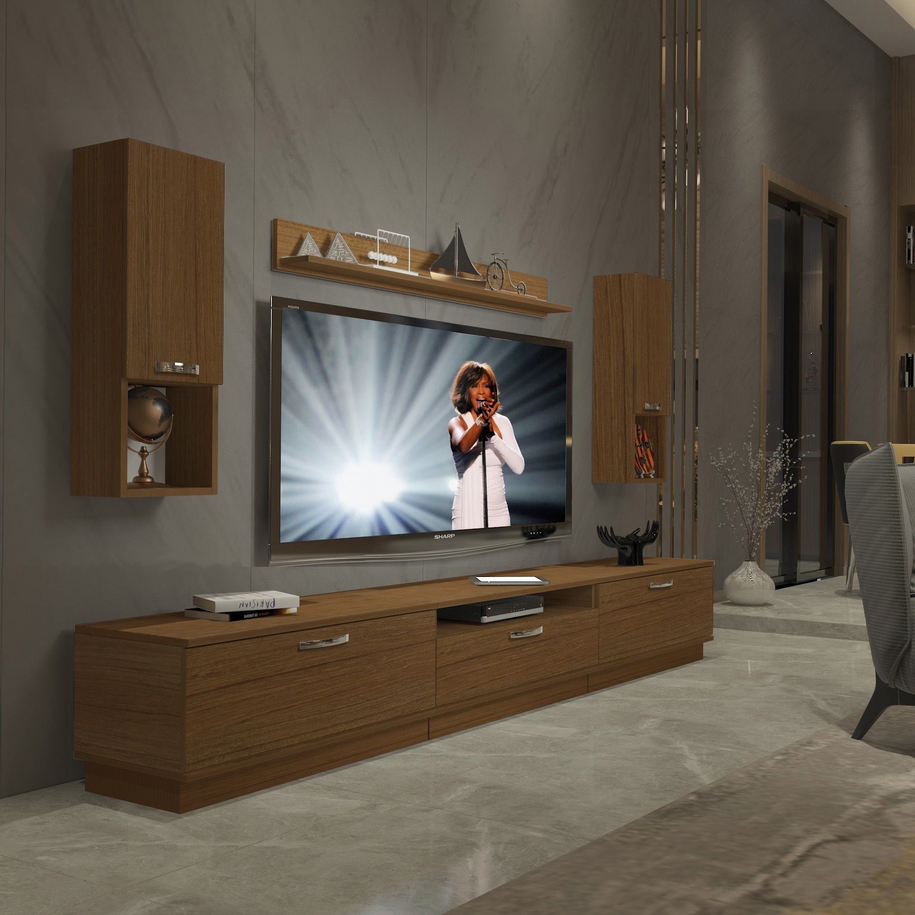 Decoraktiv Trendstyle 270DA Slm Tv Ünitesi Tv Sehpası Ceviz