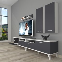 Decoraktiv Eko 5200D Mdf Retro Tv Ünitesi Tv Sehpası Beyaz - Antrasit