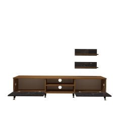 Decoraktiv Eko 4 Mdf Dvd Gold Tv Ünitesi Tv Sehpası Ceviz - Siyah Mermer