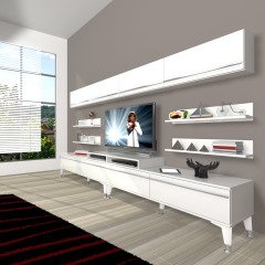 Decoraktiv Ekoflex 360Y Mdf Silver Tv Ünitesi Tv Sehpası Parlak Beyaz