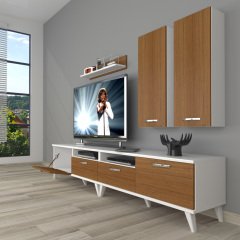 Decoraktiv Eko 5200D Mdf Retro Tv Ünitesi Tv Sehpası Beyaz - Ceviz