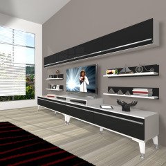 Decoraktiv Ekoflex 360Y Mdf Silver Tv Ünitesi Tv Sehpası Beyaz - Siyah