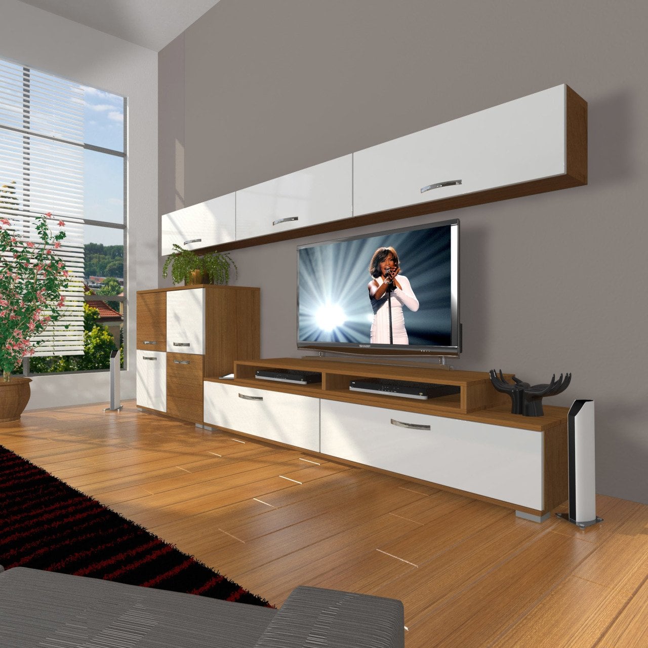 Decoraktiv Ekoflex 8 Slm Tv Ünitesi Tv Sehpası Ceviz - Beyaz