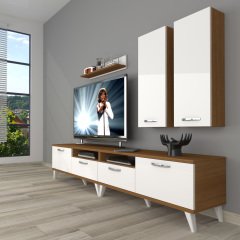 Decoraktiv Eko 5200D Mdf Retro Tv Ünitesi Tv Sehpası Ceviz - Beyaz